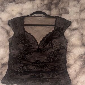 Abercrombie & Fitch Beige Lace Trim Top